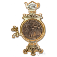 Магнит из бересты Астрахань-Успенский собор Самовар золото